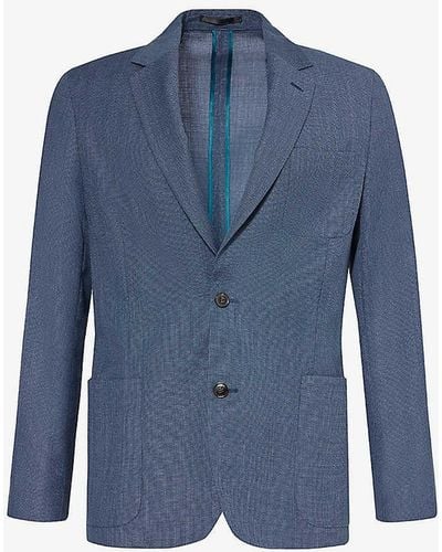 Paul Smith Single-breasted Chest-pocket Wool Blazer - Blue