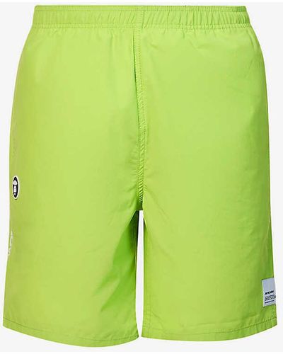 Aape One Point Brand-embroidered Cotton-blend Shorts - Green