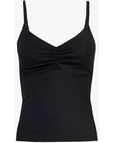 ADANOLA Ultimate Ruched Stretch-recycled Polyamide Top X - Black
