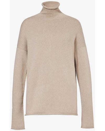 Lauren Manoogian Funnel-neck Long-sleeved Alpaca And Cashmere-blend Knitted Jumper - Natural
