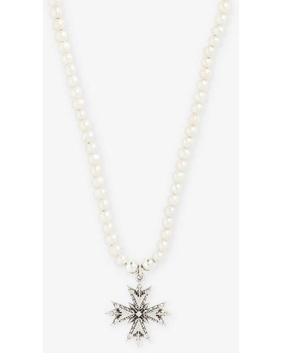 Emanuele Bicocchi Crest Sterling And Freshwater Pearls Pendant Necklace - White