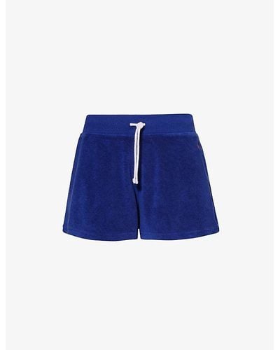 Polo Ralph Lauren Athletic Logo-embroidered Terry Cotton And Recycled-polyester Shorts - Blue