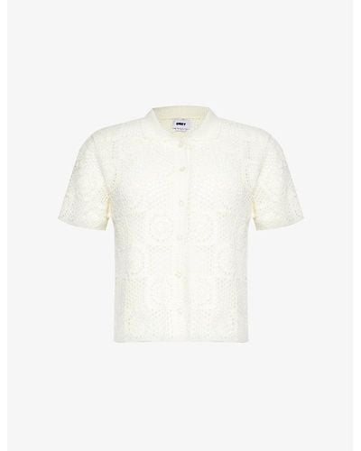 Obey Agatha Crochet Cotton-blend Knitted Shirt - White