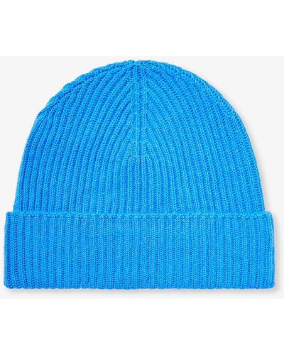 Johnstons of Elgin Ribbed Folded-brim Cashmere Beanie - Blue