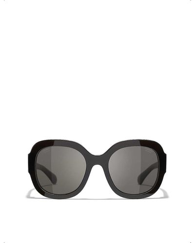 CHANEL Rectangular Sunglasses CH5447 Clear/Blue Gradient At John Lewis  Partners