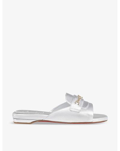 Christian Louboutin Miss Mj Chain-embellished Leather Mules - White