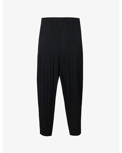 Homme Plissé Issey Miyake Dropped-crotch Pleated Relaxed-fit Knitted Pants - Black