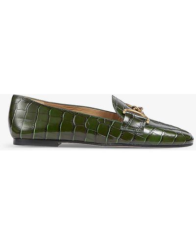 LK Bennett Daphne Snaffle-detail Croc-effect Leather Loafers - Green