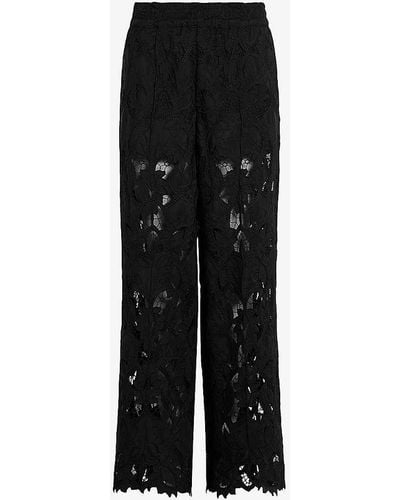 AllSaints Charli Lace-embroidered Elasticated-waist Woven Trousers - Black