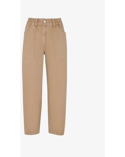 Whistles Tessa Cropped Mid-rise Cotton Trousers - Natural