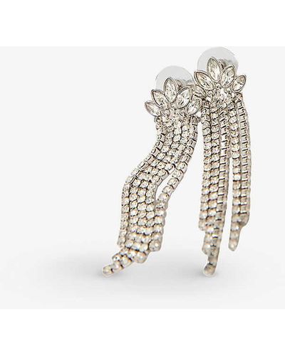 Maje Waterfall Crystal-embellished Brass Earrings - White