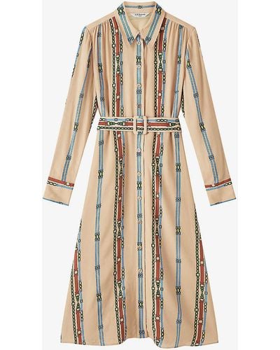 LK Bennett Kate Archive-print Woven Midi Dress - Natural