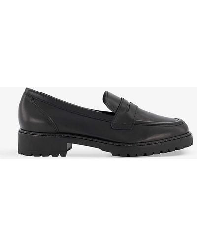 Dune Gild Cleated-sole Leather Penny Loafer - Black