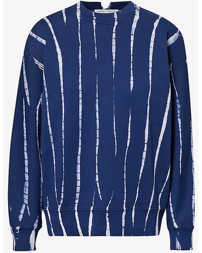 Proenza Schouler Blake Striped-pattern Cotton-jersey Sweatshirt - Blue
