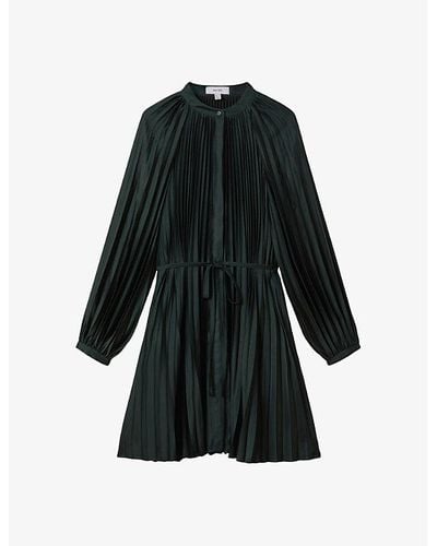 Reiss Trina Pleated Woven Mini Dress - Black