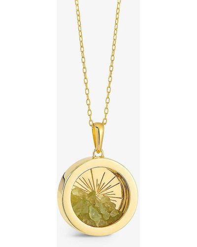 Rachel Jackson Sunburst Amulet Medium 22ct Gold-plated Sterling Silver And Peridot Necklace - Metallic