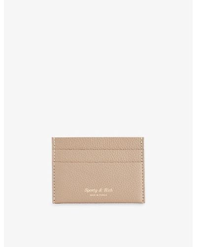 Sporty & Rich Foiled-logo Grained-leather Card Holder - Natural
