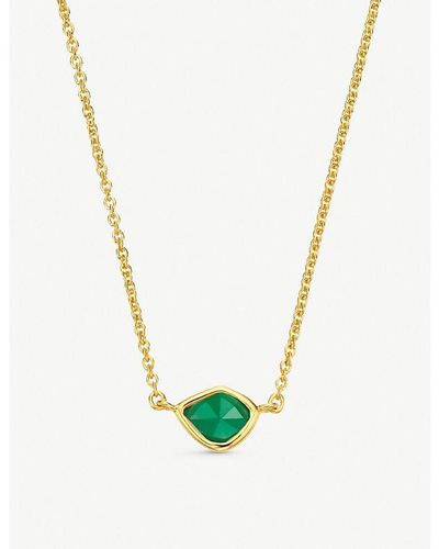 Monica Vinader Siren Mini nugget 18ct Gold-plated Sterling Silver And Green Onyx Necklace - Metallic