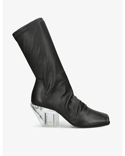 Rick Owens Square-toe Leather Ankle Boots - Black