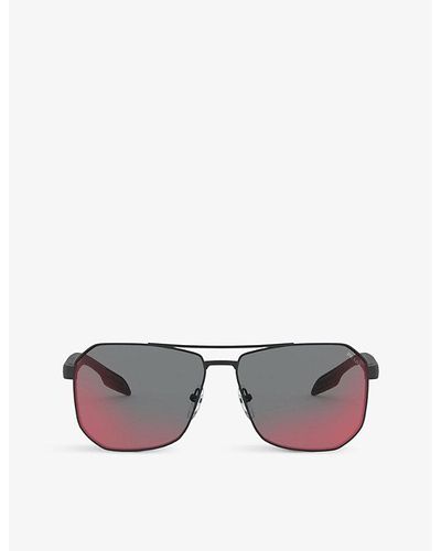 Prada Linea Rossa Ps51vs Octagonal Pilot Sunglasses - Gray