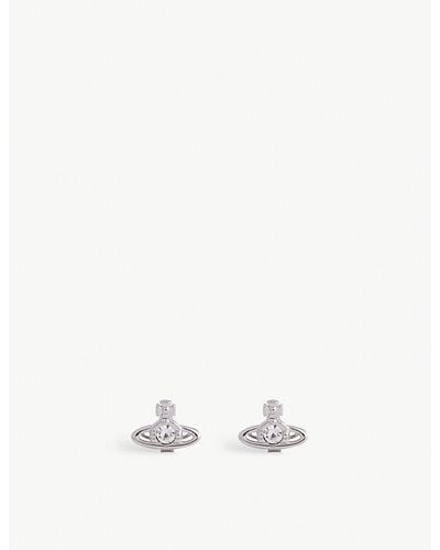 Vivienne Westwood Nano Solitaire Platinum-plated Brass And Crystal Stud Earrings - Metallic