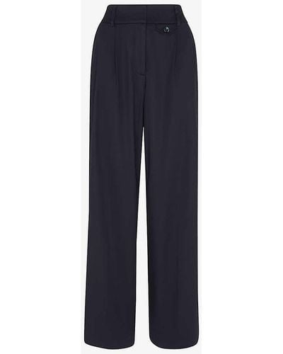 Whistles Tess Long-length Relaxed-fit Woven Trousers - Blue