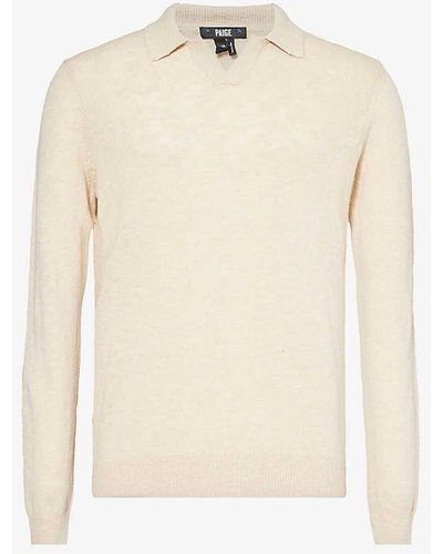 PAIGE Valdez Long-sleeve Cotton-blend Polo Shirt - White