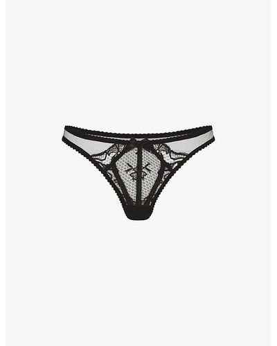 Agent Provocateur Rozlyn Low-rise Lace Mesh Thong - Black