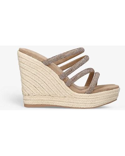 Carvela Kurt Geiger Spirit Crystal-embellished Wedge-heel Woven Sandals - Natural