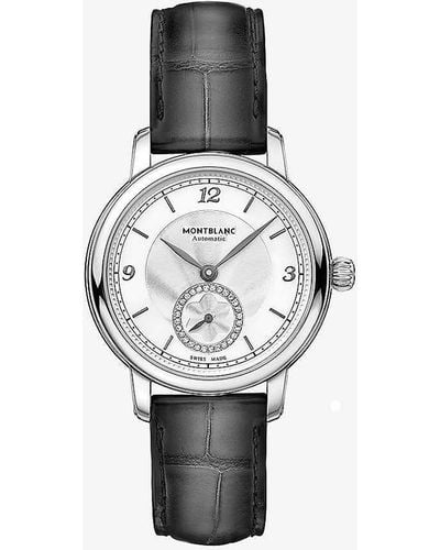 Montblanc 118510 Star Legacy Stainless-steel And Leather Automatic Watch - White