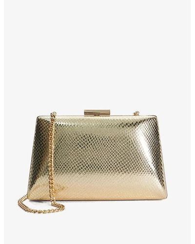 Dune Bellaria Angled Faux-leather Clutch - Natural