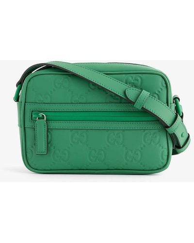 Gucci Debossed-branding Leather Cross-body Bag - Green