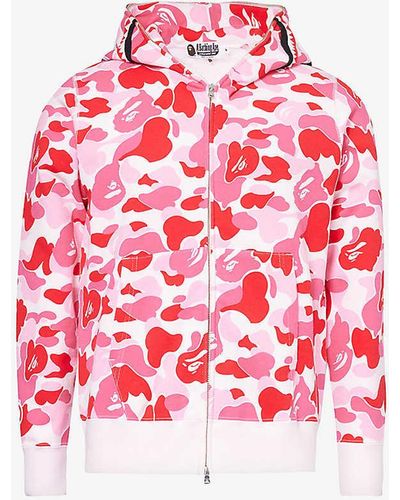 A Bathing Ape Shark Camouflage-print Cotton-jersey Hoody - Red