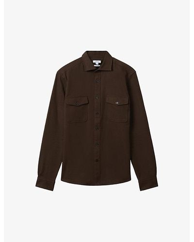 Reiss Arlo Regular-fit Long-sleeve Cotton Overshirt - Brown