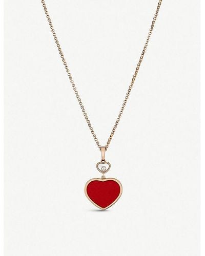 Chopard Happy Hearts 18ct Rose-gold And Diamond Pendant - White
