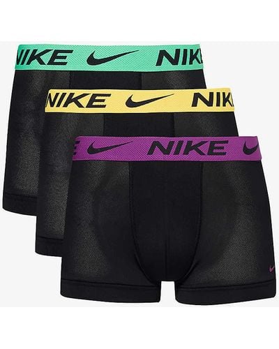 Nike Logo-waistband Pack Of Three Recycled Polyester-blend Trunks - Multicolour