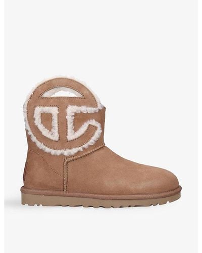 UGG X TELFAR Logo-embroidered Leather Ankle Boots - Brown