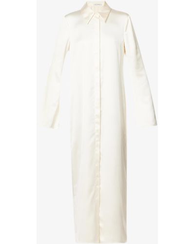 Camilla & Marc Lea Long-sleeved Satin Maxi Dress - White