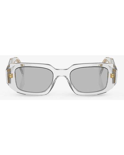 Prada Pr 17ws Rectangular-frame Acetate Sunglasses - Metallic