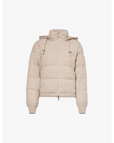 Polo Ralph Lauren Cable-knit Quilted Padded Wool And Cashmere-blend Down-jacket - Natural