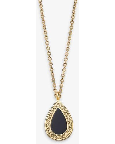 Astley Clarke Polaris Pear 18ct Yellow Gold-plated Vermeil Sterling-silver And Black Onyx Locket Necklace - White