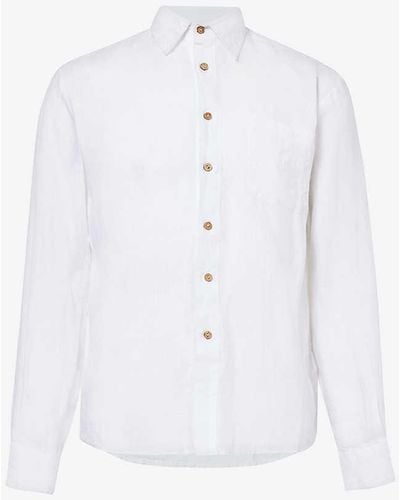 Boardies Brand-embroidered Relaxed-fit Linen Shirt - White