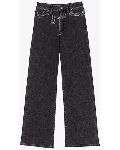 Maje Chain-belt High-rise Stretch-denim Jeans - Blue