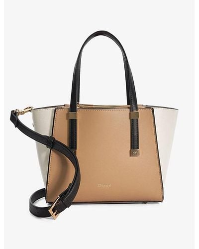 Dune Dinkydresden Colour-block Faux-leather Tote Bag - Natural