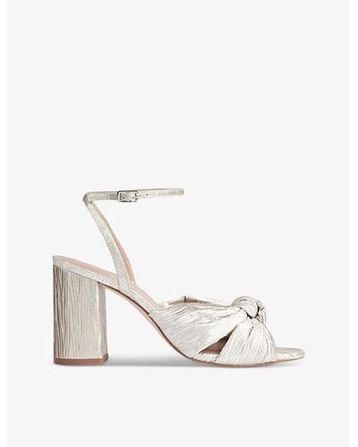 LK Bennett Eliana Knot-embellished Satin Heeled Sandals - White