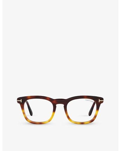 Tom Ford Ft5870 Rectangle-frame Tortoiseshell Acetate Optical Glasses - Multicolor