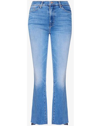 Mother Insider Crop Faded-wash Straight-leg Mid-rise Stretch-denim Jeans - Blue