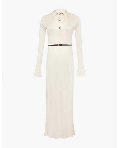 Givenchy Long-sleeved Detachable-belt Satin-jersey Maxi Dress - White