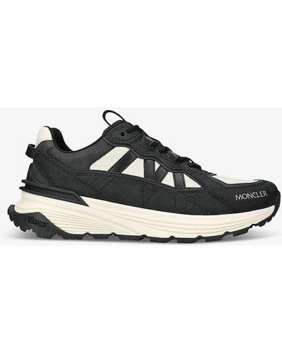 Moncler Lite Runner Leather And Textile Low-top Trainers - Black