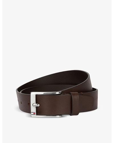 Tommy Hilfiger Stitched-Loop Brown Belt - Macy's